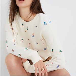 NWT Madewell Lei-cation Embroidered Sweatshirt